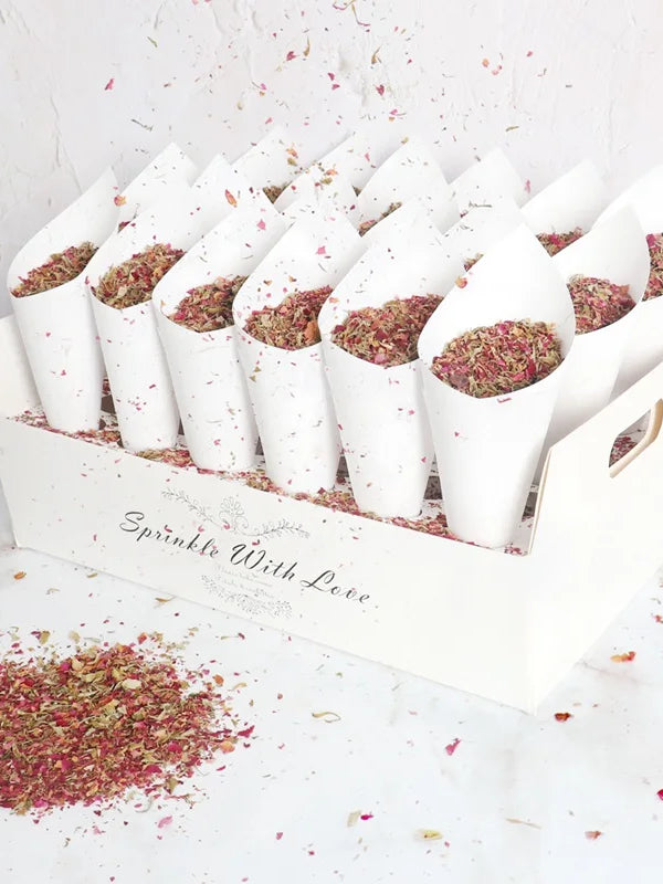 Rustic Wooden Wedding Confetti Cone Holder – Natural Kraft Stand for Paper Cones & Ceremony Décor