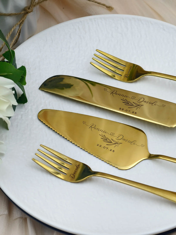 Elegant Wedding Cake Cutting Set – Engraved Knife & Server Gift for Bride, Groom, or Anniversary