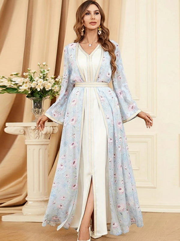 Moroccan A-Line Evening Dress – Long Sleeve Appliqué Formal Gown for Women 2025