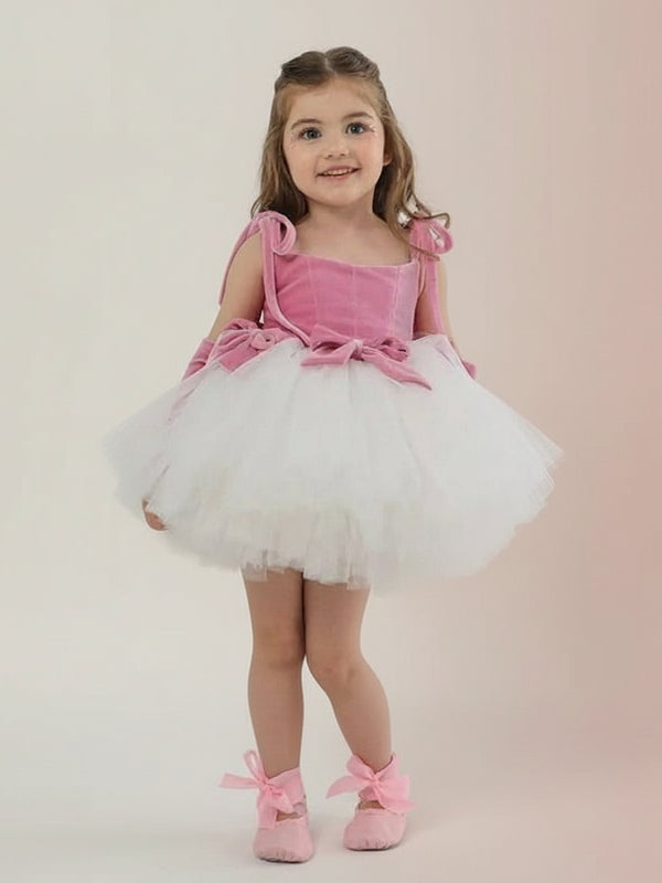 Fancy Velvet Tulle Wedding Party Dress for Girls – Sleeveless Birthday and Baptism Princess Gown
