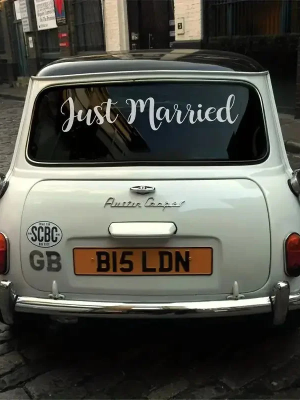 Just Married Car Sticker – Removable Vinyl Wedding Window Decal