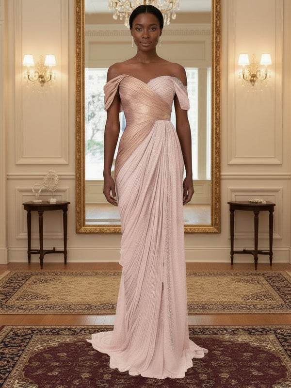 Elegant Off-Shoulder Evening Dress – Backless Luxury Long Prom & Party Gown for Women