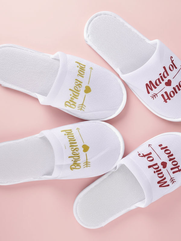 Bride & Bridesmaid Wedding Slippers – Elegant Party Footwear for Bridal Showers, Bachelorette Parties & Weddings