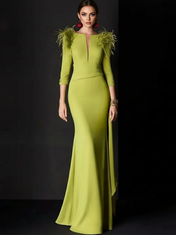 Elegant Evening Prom Party Dress – Ball Gown with Luxury Long Sleeves & 2025 Design