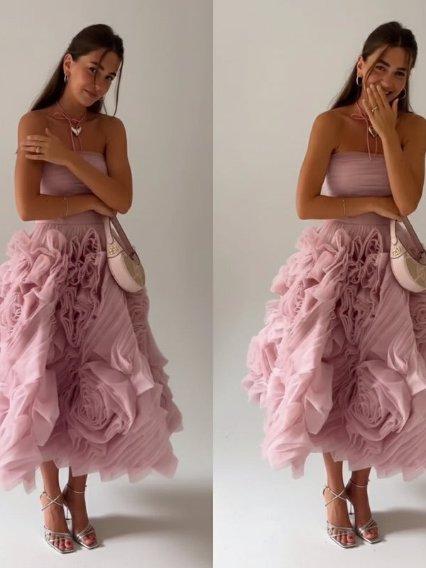 Exquisite Strapless Ball Gown – Floral Beaded Net Tulle Wedding & Evening Dress