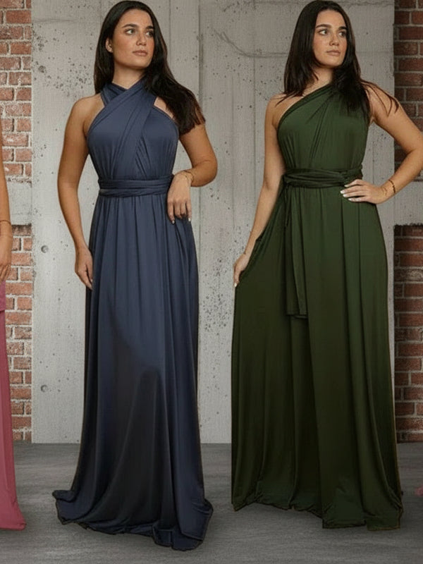 Olive Green Maxi Bridesmaid Dress – Convertible Multiway Infinity Dress for Bridal Party