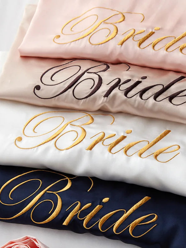 Floral Satin Bridesmaid Robe – Short Kimono Style Dressing Gown for Women