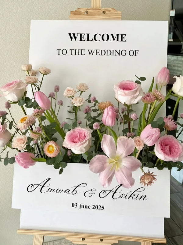 Wedding Flower Box Welcome Sign – Elegant Mosaic Frame Decoration