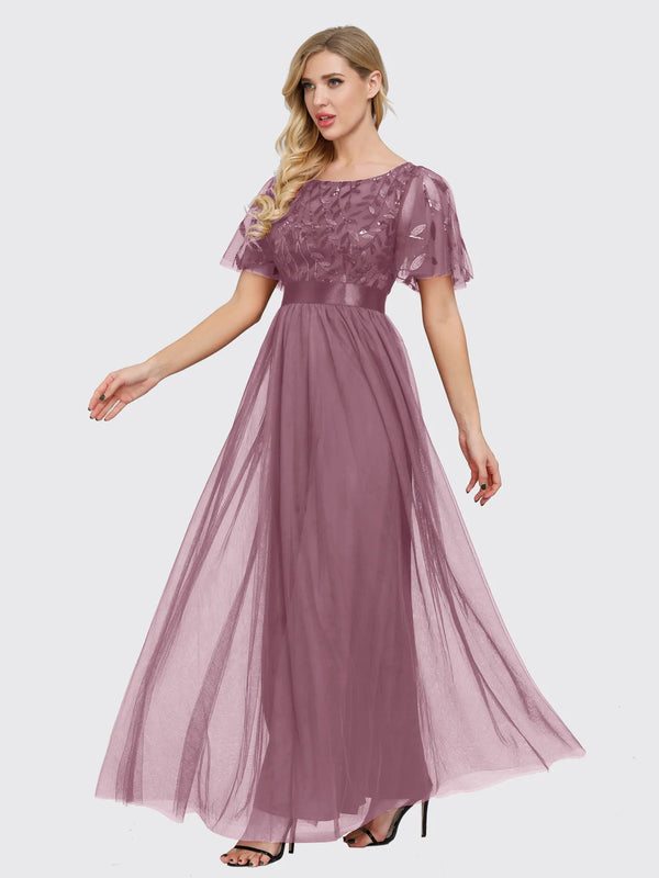Elegant Chiffon & Lace Evening Ball Gown – Long Formal Prom Dress for Women